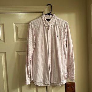 Men's medium polo Ralph Lauren, striped pink shirt